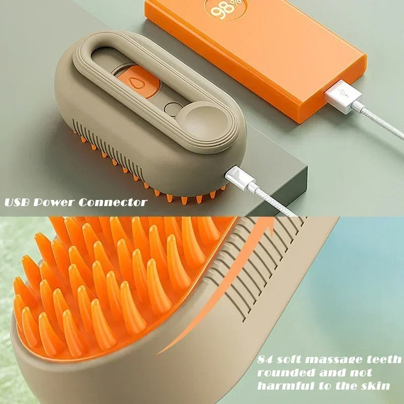3-in-1 Electric Pet Grooming Brush with Steam Spray for Cats and Dogs - Hair Removal and Massage Comb