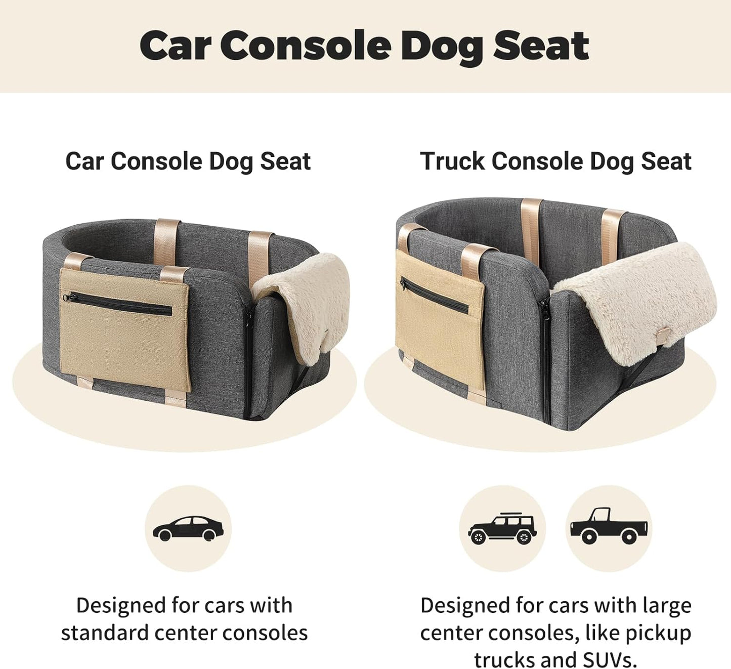 Dog and Cat Car Booster Seat with Safety Tethers and Convenient Carrying Strap
