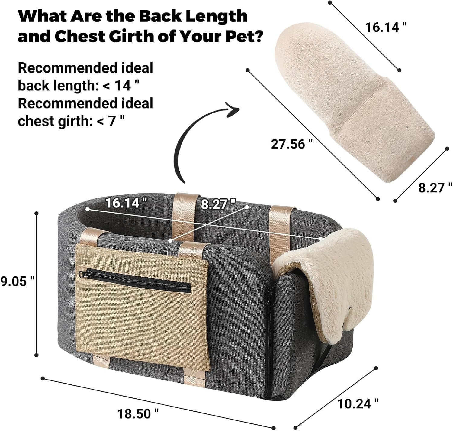 Dog and Cat Car Booster Seat with Safety Tethers and Convenient Carrying Strap