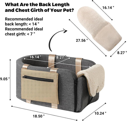 Dog and Cat Car Booster Seat with Safety Tethers and Convenient Carrying Strap