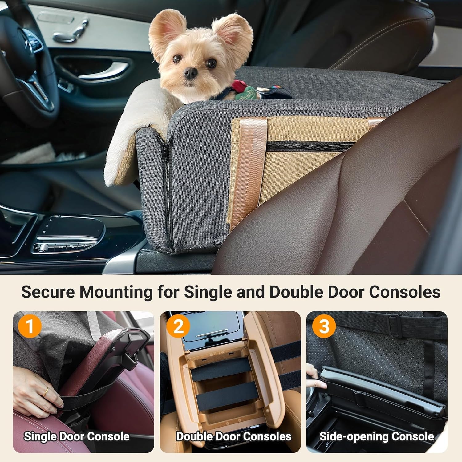 Dog and Cat Car Booster Seat with Safety Tethers and Convenient Carrying Strap