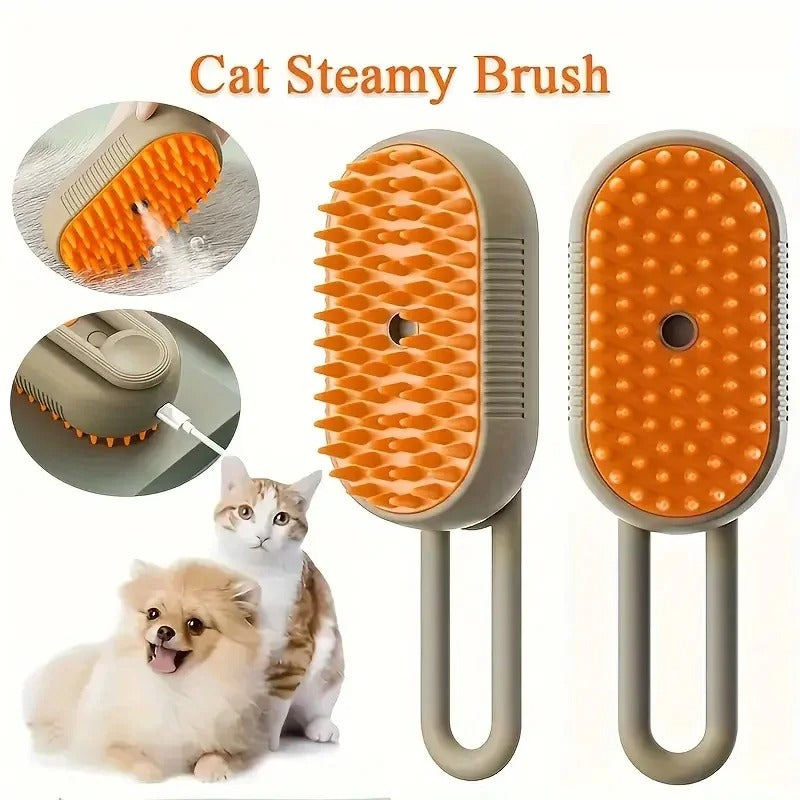 3-in-1 Electric Pet Grooming Brush with Steam Spray for Cats and Dogs - Hair Removal and Massage Comb