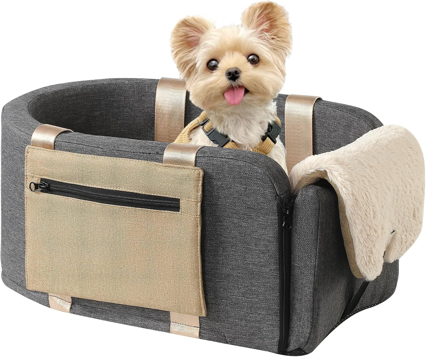 Dog and Cat Car Booster Seat with Safety Tethers and Convenient Carrying Strap