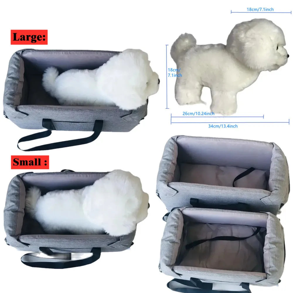 Portable Dog Car Seat Bed - Safety Travel Carrier for Small Dogs and Cats