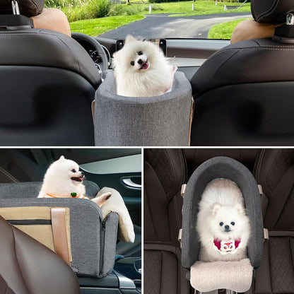 Dog and Cat Car Booster Seat with Safety Tethers and Convenient Carrying Strap