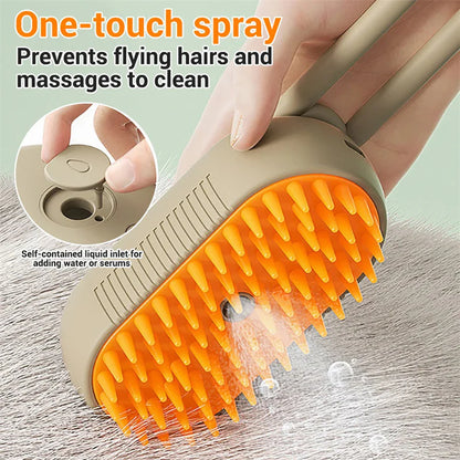 3-in-1 Electric Pet Grooming Brush with Steam Spray for Cats and Dogs - Hair Removal and Massage Comb