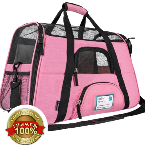 Airline-Approved Soft-Sided Pet Carrier for Cats and Small Dogs, Ventilated Travel Bag for Indoor Use, Suitable for Medium to Large Kittens and Puppies, Large Pink Design